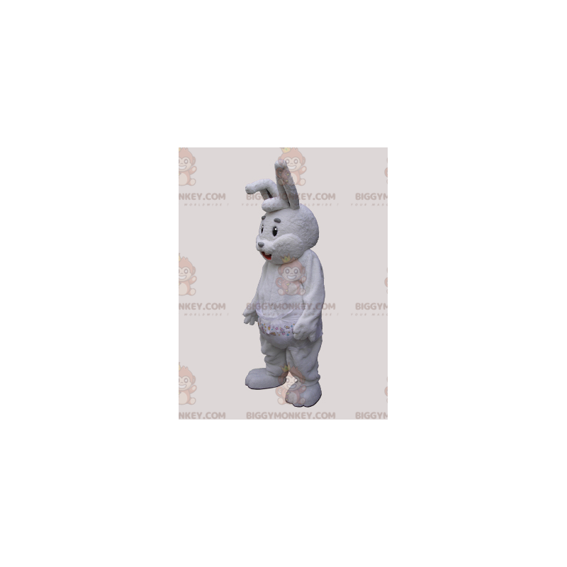 Costume de mascotte BIGGYMONKEY™ de gros lapin gris et blanc Costume de mascotte BIGGYMONKEY™ de gros lapin gris et blanc