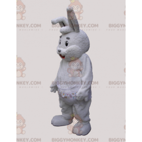 Big Gray and White Rabbit BIGGYMONKEY™ Mascot Costume with One
