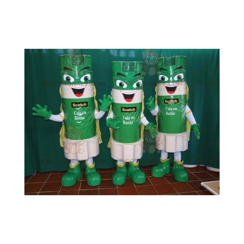 3 mascottes BIGGYMONKEY™ de bâtons de colle verts et blancs - 3 mascottes BIGGYMONKEY™ de bâtons de colle verts et blancs -