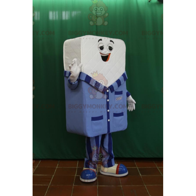 Giant White Mattress BIGGYMONKEY™ Mascot Costume Dressed In Giant White Mattress BIGGYMONKEY™ Mascot Costume Dressed In
