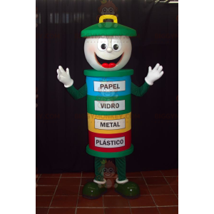 Colorful Bin BIGGYMONKEY™ Mascot Costume. Dumpster BIGGYMONKEY™
