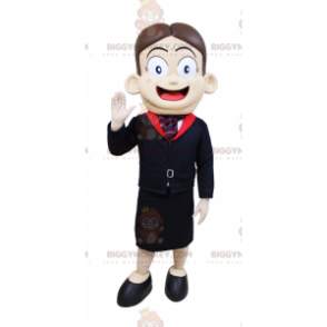 Traje de mascote de aeromoça BIGGYMONKEY™ muito sorridente –