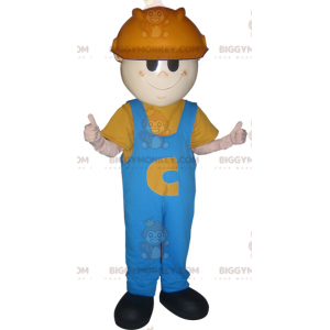 Arbeiter-BIGGYMONKEY™-Maskottchen-Kostüm mit Schutzhelm und