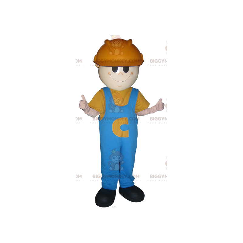 Man Worker BIGGYMONKEY™ Mascot Costume with Hard Hat and Man Worker BIGGYMONKEY™ Mascot Costume with Hard Hat and