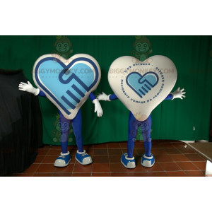 Blue and White Giant Heart BIGGYMONKEY™ Mascot Costume.