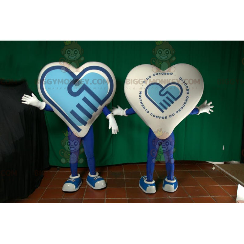 Disfraz de mascota BIGGYMONKEY™ de corazón gigante azul y Disfraz de mascota BIGGYMONKEY™ de corazón gigante azul y