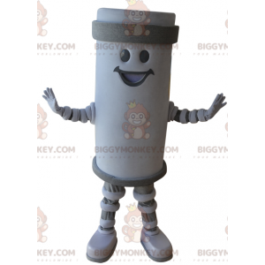 Smiling White and Gray Giant Stack BIGGYMONKEY™ Mascot Costume