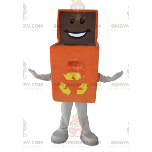 Orange æske BIGGYMONKEY™ maskotkostume. Genbrugscontainer