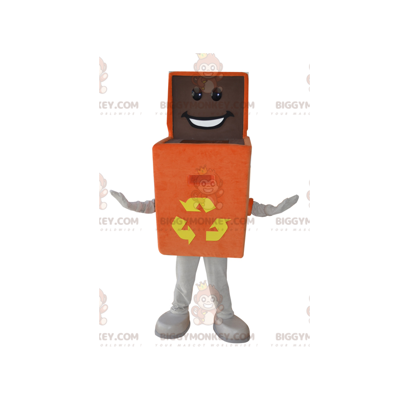 Orange æske BIGGYMONKEY™ maskotkostume. Genbrugscontainer Orange æske BIGGYMONKEY™ maskotkostume. Genbrugscontainer