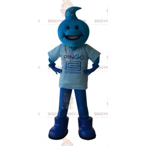 BIGGYMONKEY™ Blue Snowman Mascot Costume with Teardrop Head -