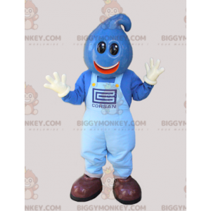 BIGGYMONKEY™ Blue Snowman Mascot Costume with Teardrop Head -