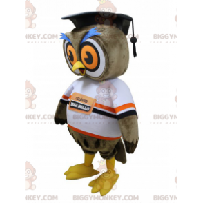 Brown Owl BIGGYMONKEY™ Mascot Costume with New Grad Hat –