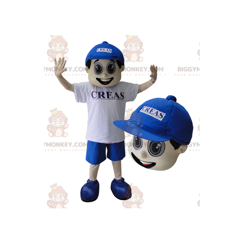 Lächelnder Teenager BIGGYMONKEY™ Maskottchenkostüm mit Mütze -