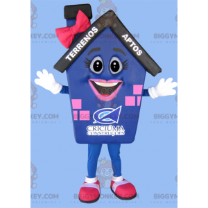Costume de mascotte BIGGYMONKEY™ de maison bleue rose et noire