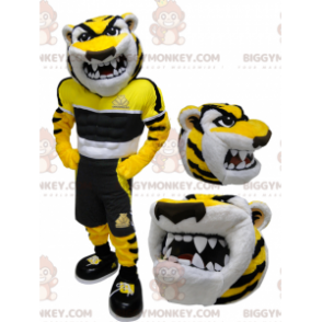 Gul svartvit tiger BIGGYMONKEY™ maskotdräkt - Tiger maskot - BIGGYMONKEY_05904 - BiggyMonkey.com