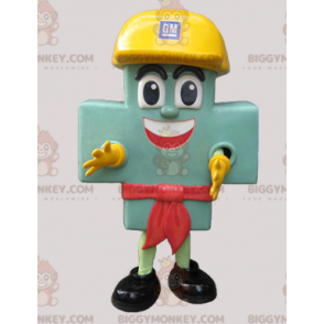 Στολή μασκότ BIGGYMONKEY™ Giant Green Cross με κίτρινο κράνος - Μη ταξινομημένες μασκότ - BIGGYMONKEY_05908 - BiggyMonkey.com