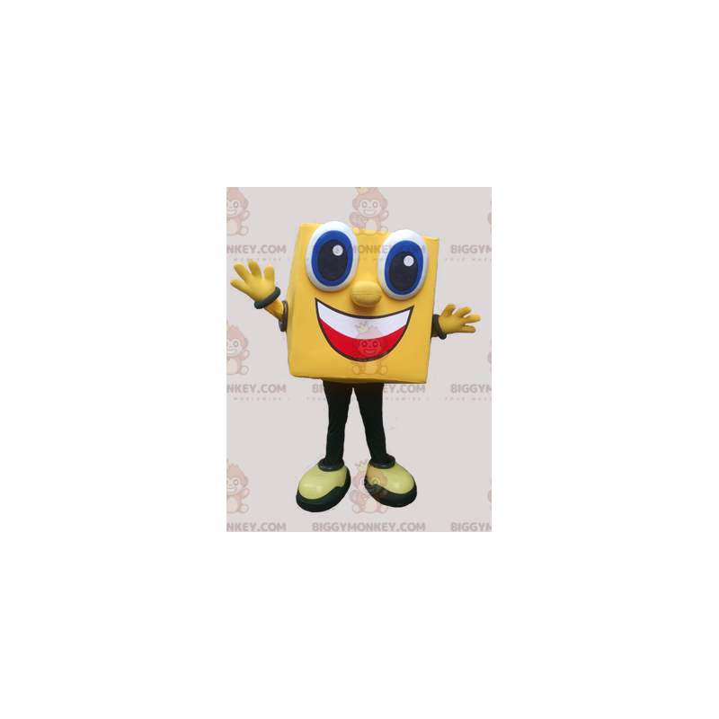 Smiling Square Yellow Man BIGGYMONKEY™ Mascot Costume -