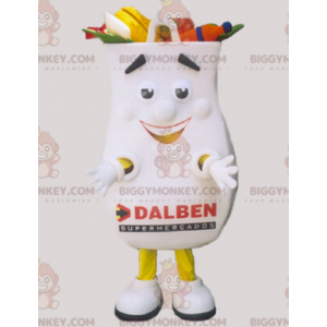 Costume de mascotte BIGGYMONKEY™ de sac de courses géant blanc
