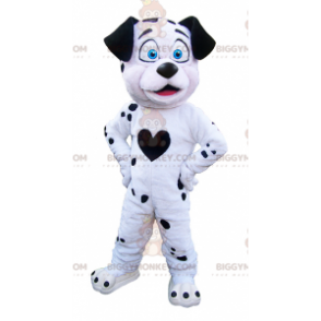 Witte en zwarte hond BIGGYMONKEY™ mascottekostuum. Dalmatiër