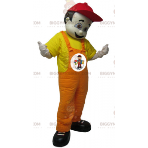 Traje de mascote BIGGYMONKEY™ de homem marrom de macacão. Traje