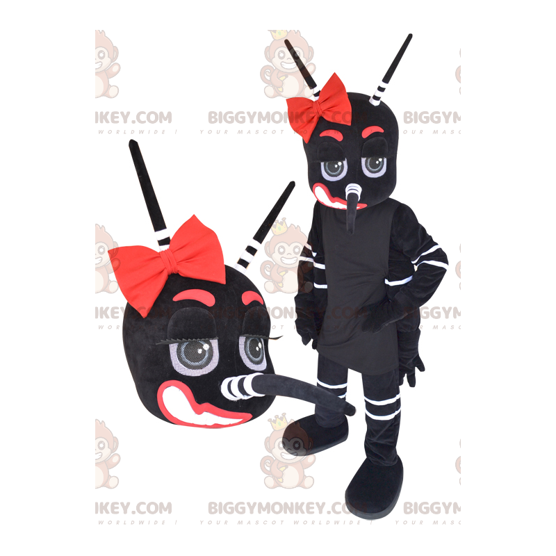 Black White and Red Giant Mosquito BIGGYMONKEY™ Mascot Costume Black White and Red Giant Mosquito BIGGYMONKEY™ Mascot Costume
