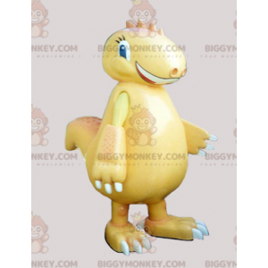 BIGGYMONKEY™ Kæmpe smilende gul dinosaurmaskotkostume -