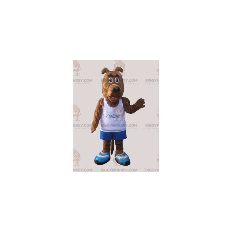 Brauner Hund BIGGYMONKEY™ Maskottchenkostüm in Sportkleidung -