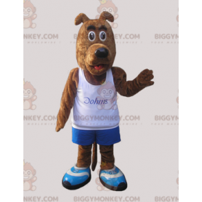 Brun hund BIGGYMONKEY™ Maskotdräkt klädd i sportkläder -