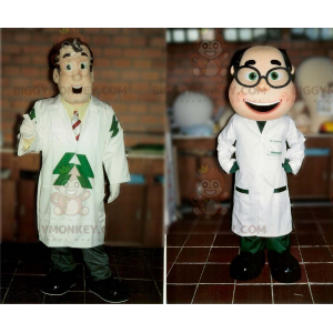 2 BIGGYMONKEY™s mascot doctors scientists in lab coats -