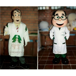 2 naukowców maskotek BIGGYMONKEY™ w fartuchach laboratoryjnych