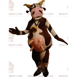 Very Funny Brown and White Cow BIGGYMONKEY™ Mascot Costume –