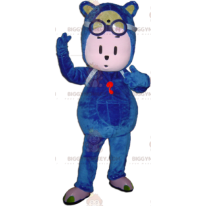 Blå Teddy Bear Man BIGGYMONKEY™ maskotdräkt med glasögon -
