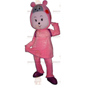 Fantasia de mascote de boneco de neve rosa e cinza BIGGYMONKEY™