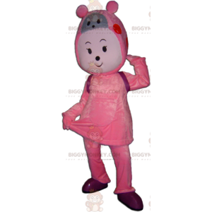 Κοστούμι μασκότ με ροζ και γκρι χιονάνθρωπο Teddy Bear BIGGYMONKEY™ - Μασκότ αρκούδας - BIGGYMONKEY_05938 - BiggyMonkey.com