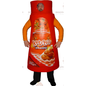 Costume da mascotte gigante della bottiglia di ketchup rossa