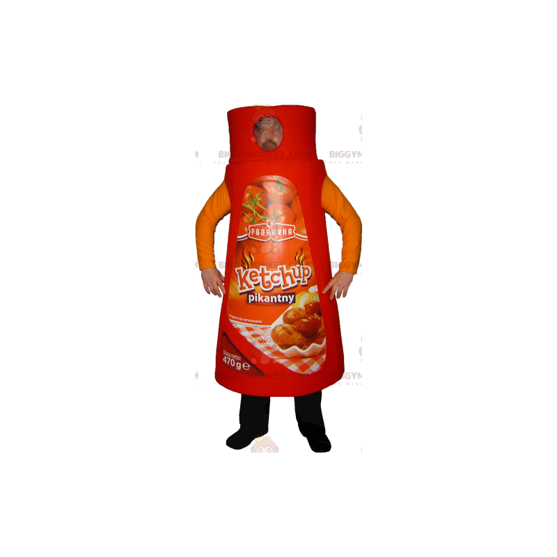 Traje de mascote BIGGYMONKEY™ garrafa de ketchup vermelho Traje de mascote BIGGYMONKEY™ garrafa de ketchup vermelho