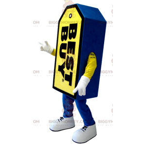Reuze Blauw & Geel Best Buy Tag BIGGYMONKEY™ Mascottekostuum -