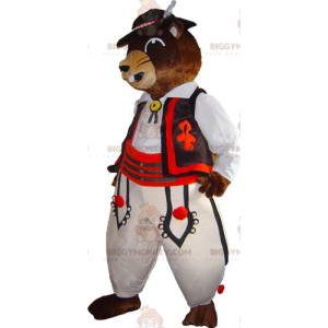 BIGGYMONKEY™ Mascot Costume Brown Beaver Marmot In Traditional