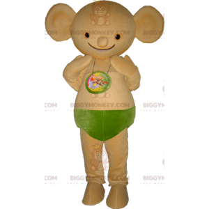 Varelse med rund öron i beige BIGGYMONKEY™ maskotdräkt -