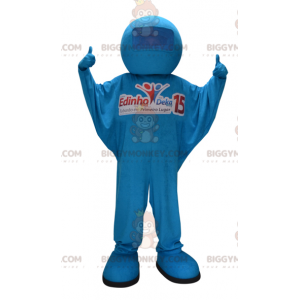 Blauer Mann BIGGYMONKEY™ Maskottchen-Kostüm. blauer Overall -