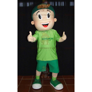 Teenager boy BIGGYMONKEY™ mascot costume dressed in green –