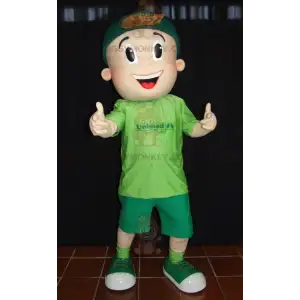Teenager Junge BIGGYMONKEY™ Maskottchenkostüm in Grün -