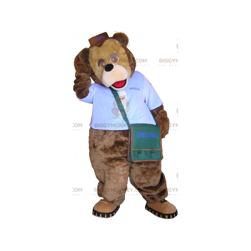 Costume de mascotte BIGGYMONKEY™ d'ours marron en tenue de Costume de mascotte BIGGYMONKEY™ d'ours marron en tenue de