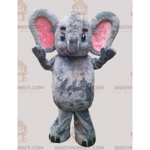 BIGGYMONKEY™ Mascot Costume Gray and Pink Elephant with Big