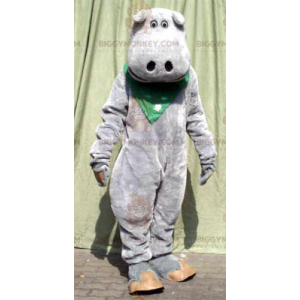 BIGGYMONKEY™ Süßes graues Nilpferd-Maskottchen-Kostüm