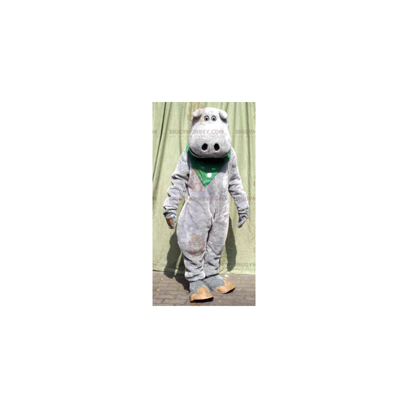 BIGGYMONKEY™ Süßes graues Nilpferd-Maskottchen-Kostüm -