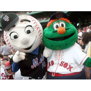 2 BIGGYMONKEY™s maskot: et grønt monster og en baseball -