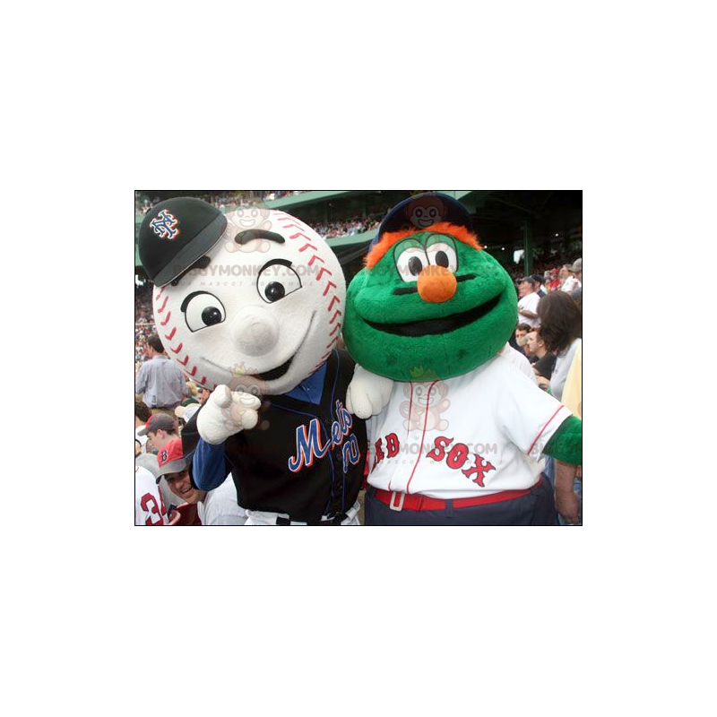 2 BIGGYMONKEY™s mascot: a green monster and a baseball -