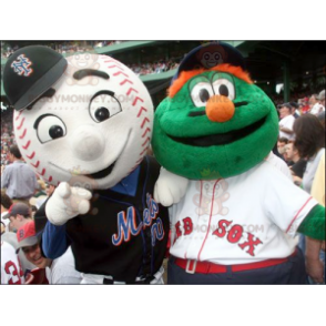 2 BIGGYMONKEY™s mascot: a green monster and a baseball -