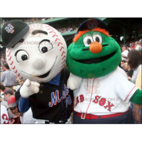 2 BIGGYMONKEY™s mascot: a green monster and a baseball –